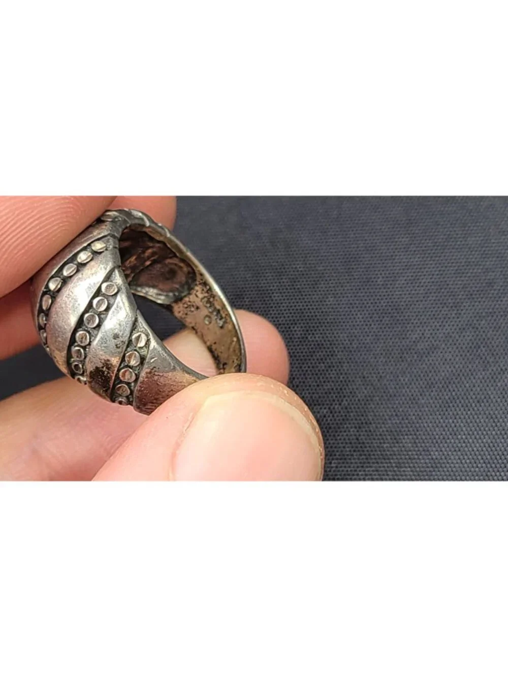 Classic Kabana Mens Sterling Silver Pinky Ring 7g scalloped design
